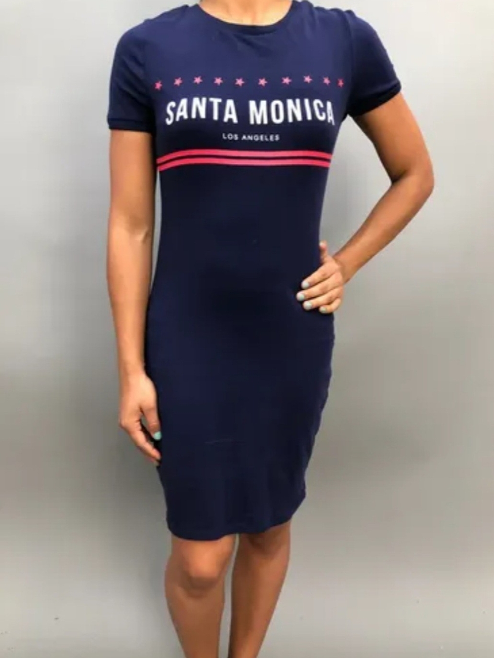 Divided Navy Mini Tee Dress with red Graphic size small